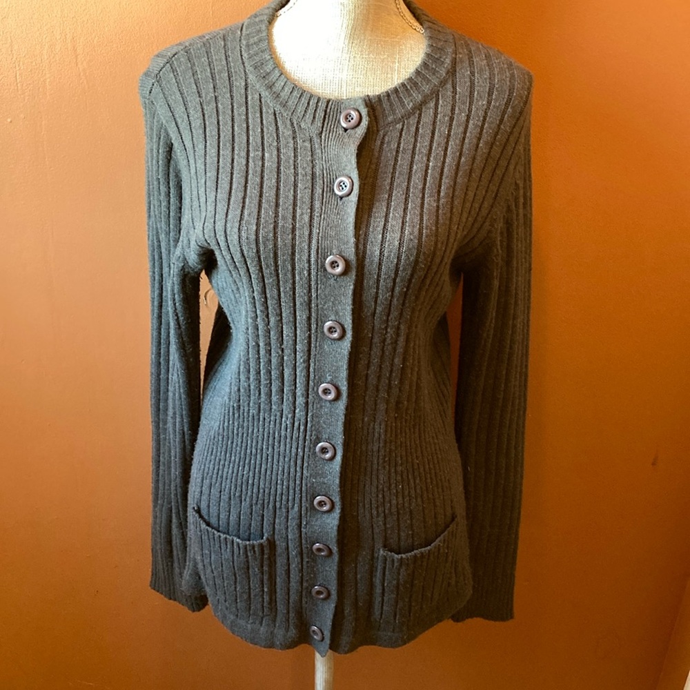 LUX dark gray wool blend cardigan sweater